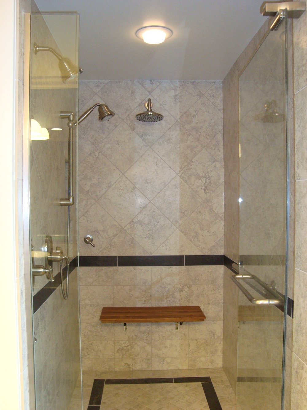 Universal design bathroom Teak shower bench