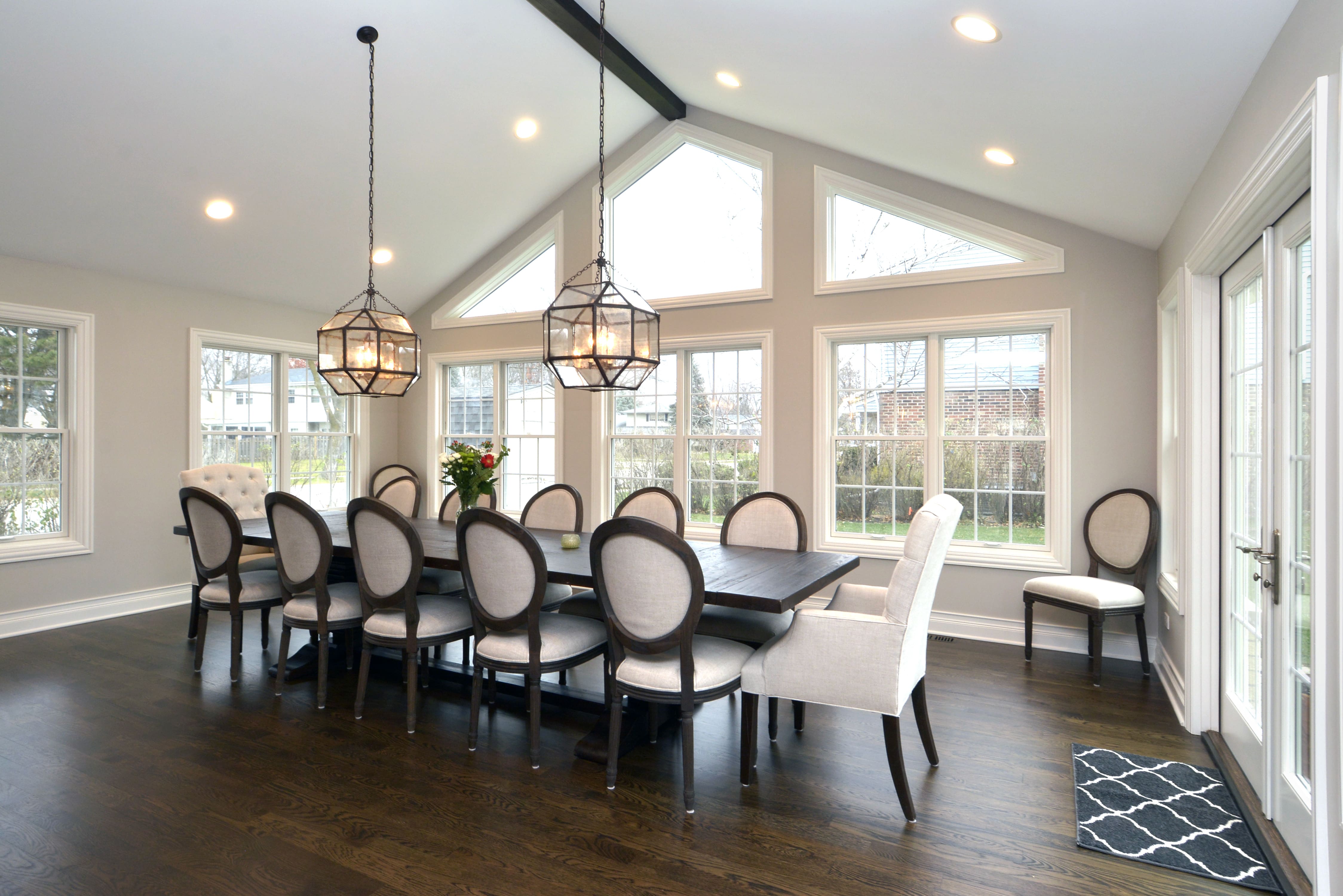 home addition dinning room with vaulted ceiling in chicago