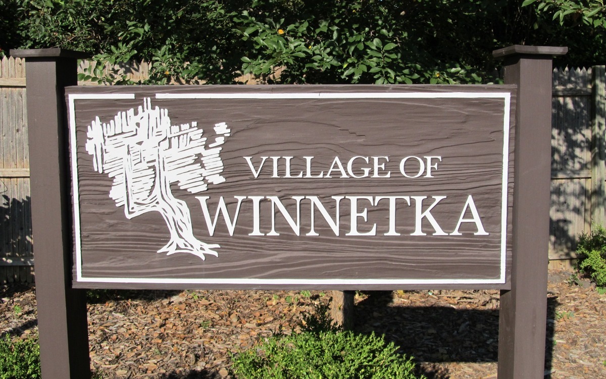 A sign for the Village of Winnetka, IL.