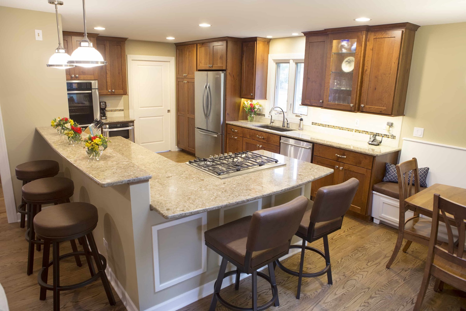 aging in place kitchen remodel with lower countertops & professional gas stove in chicago-1