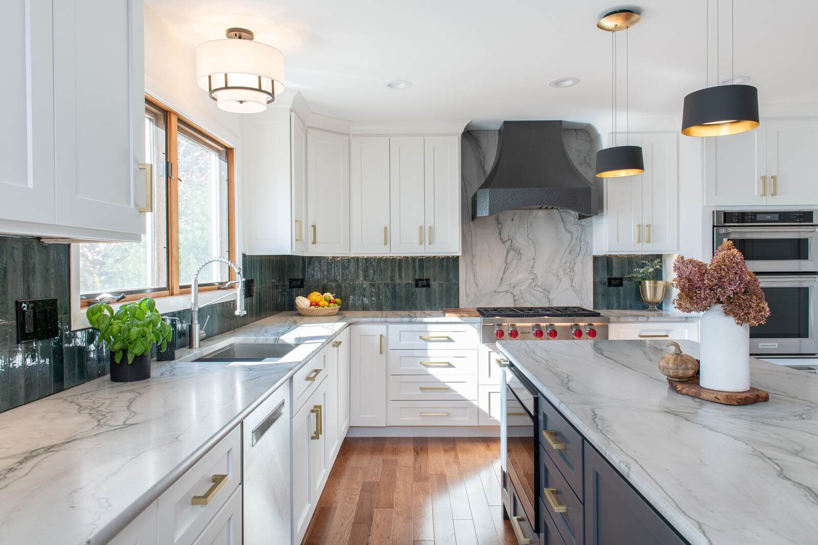 kitchen addition marble with blue accents