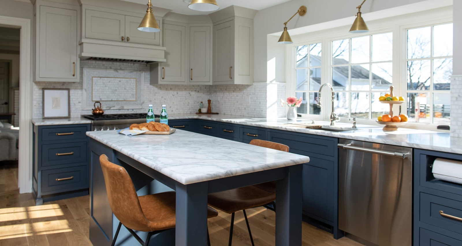 kitchen remodel with two best colors for kitchen cabinets - hale navy and Revere Pewter-1-1