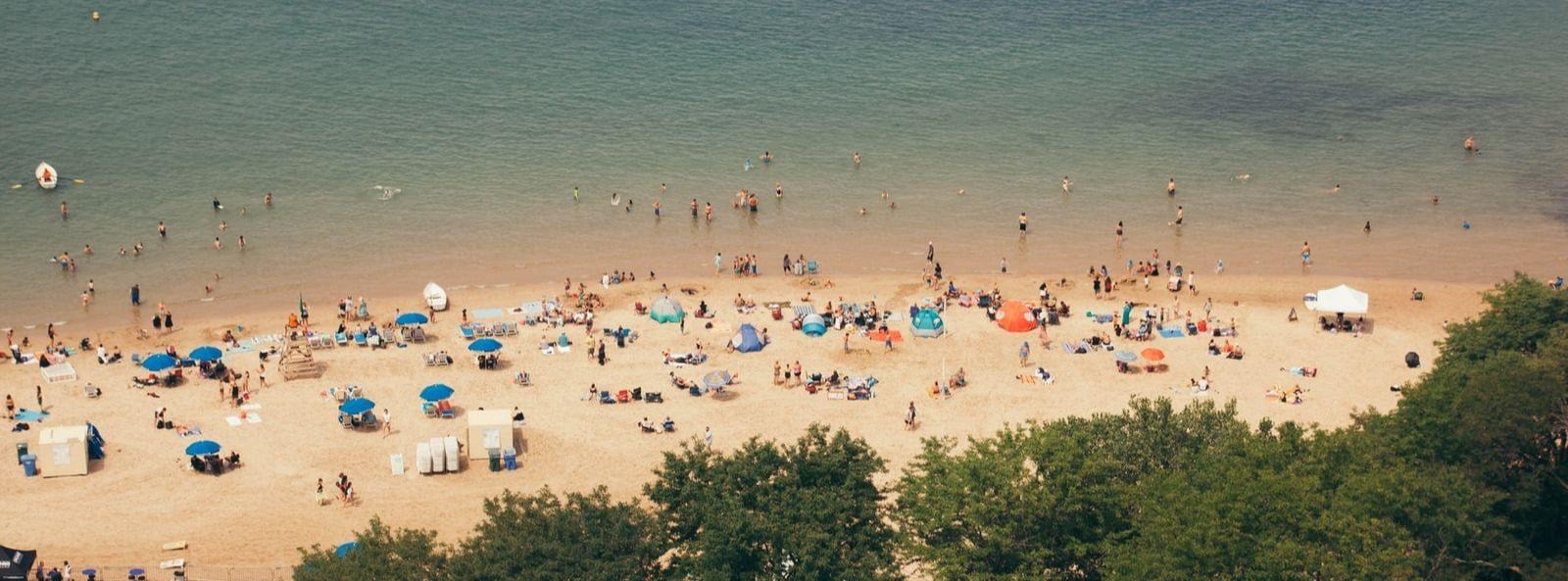 oak street beach with people having fun on beach-1