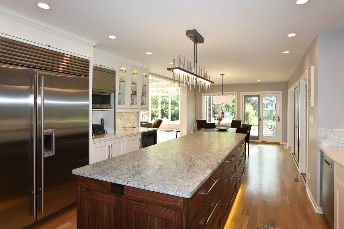 Open floor plan view from kitchen island