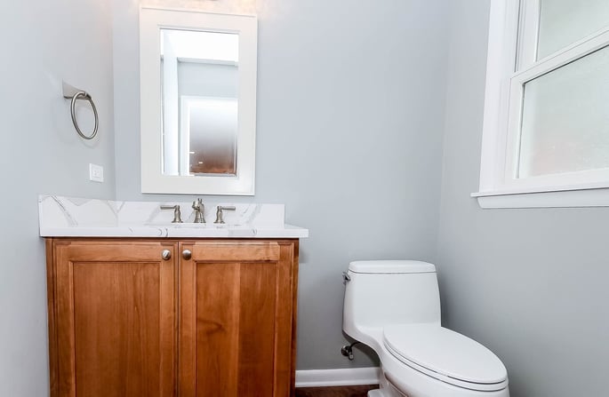 Small bathroom remodel with built in vanity