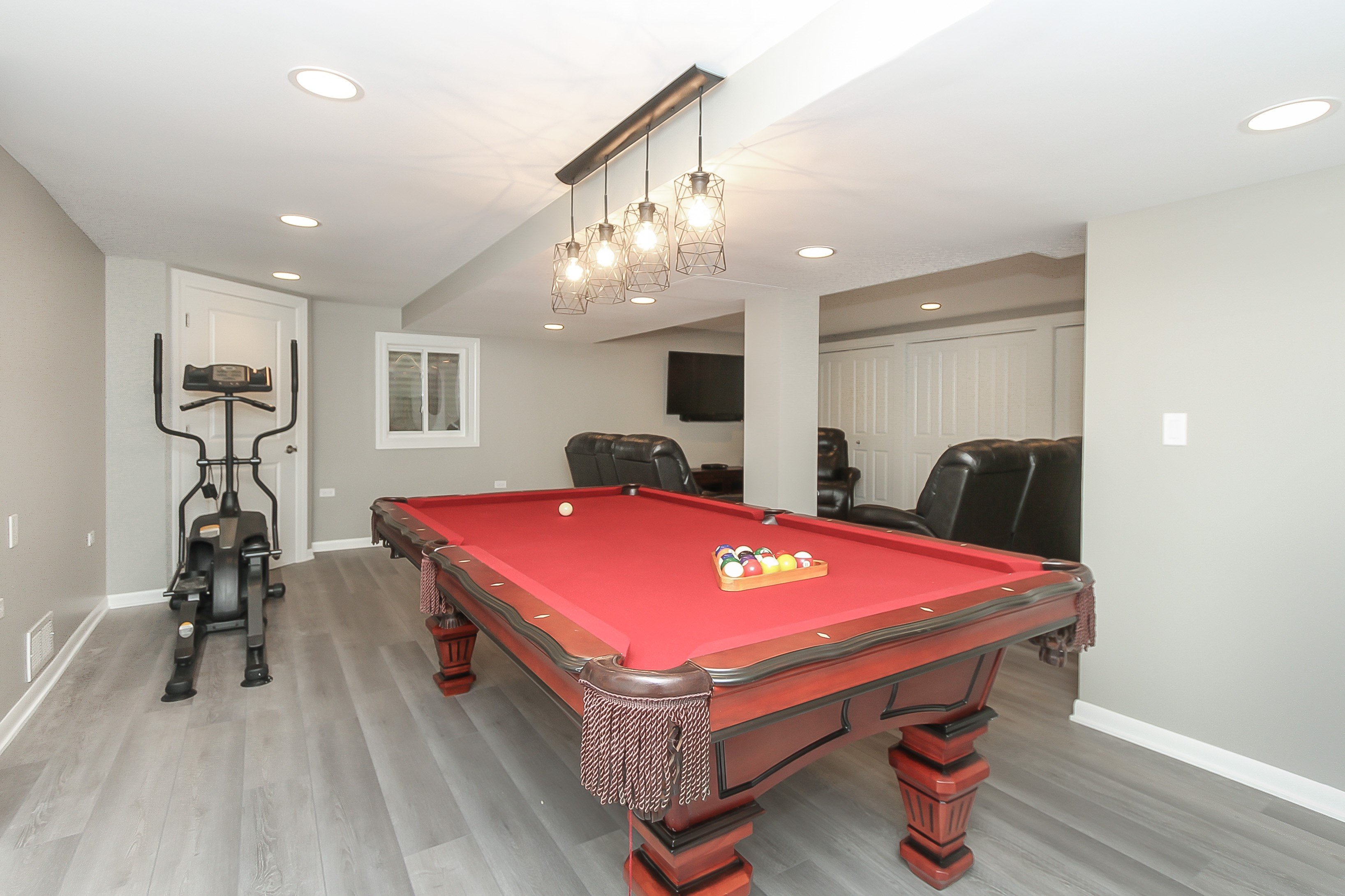 pool table in basement remodel 