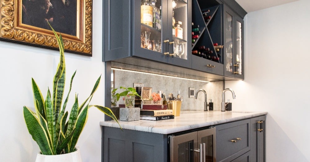 Mini fridge drawers and ice maker in bar - Transitional - Home Bar