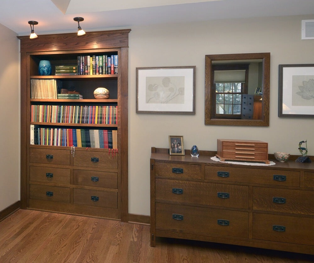 custom wood built in bookshelf with books in home remodel in chicago-JPG-1
